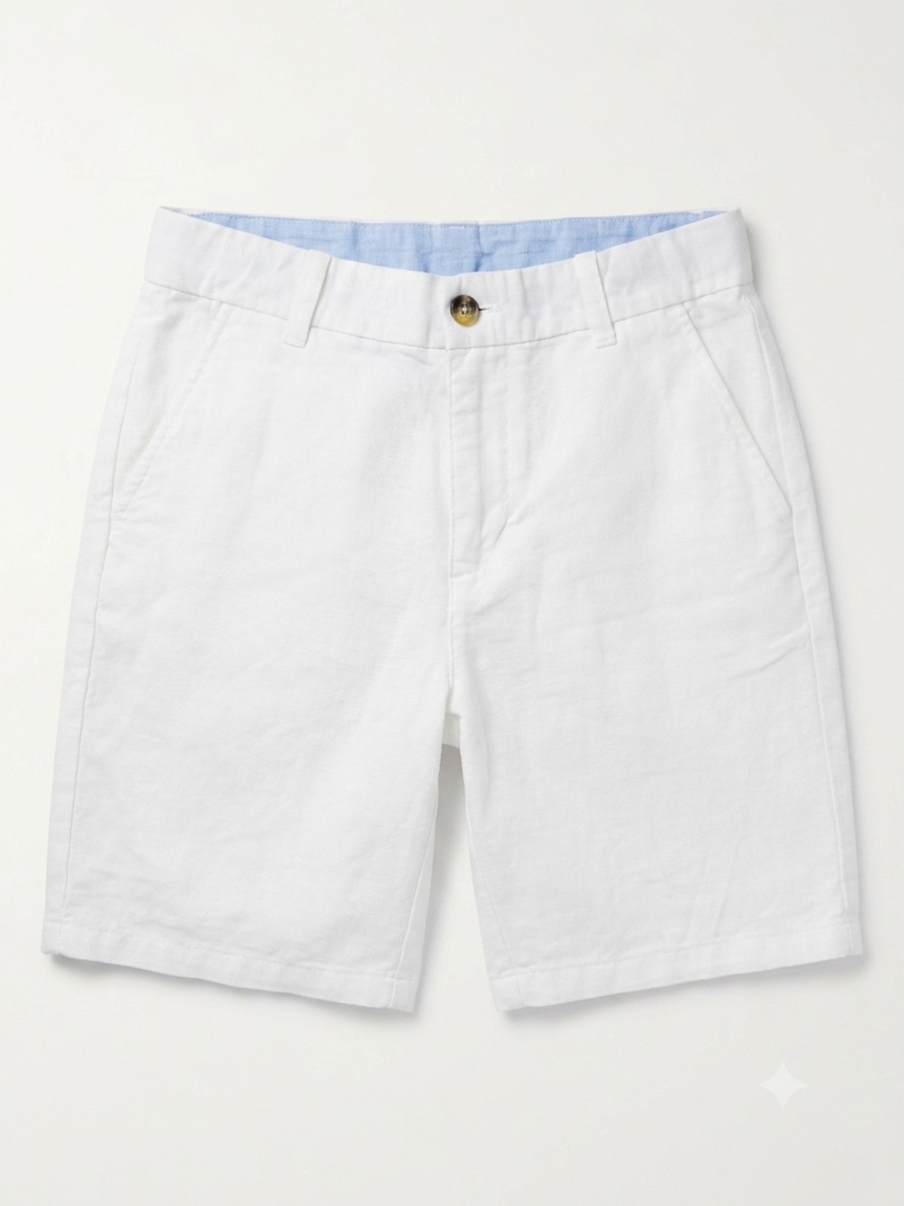 Boys White linen Blend Shorts